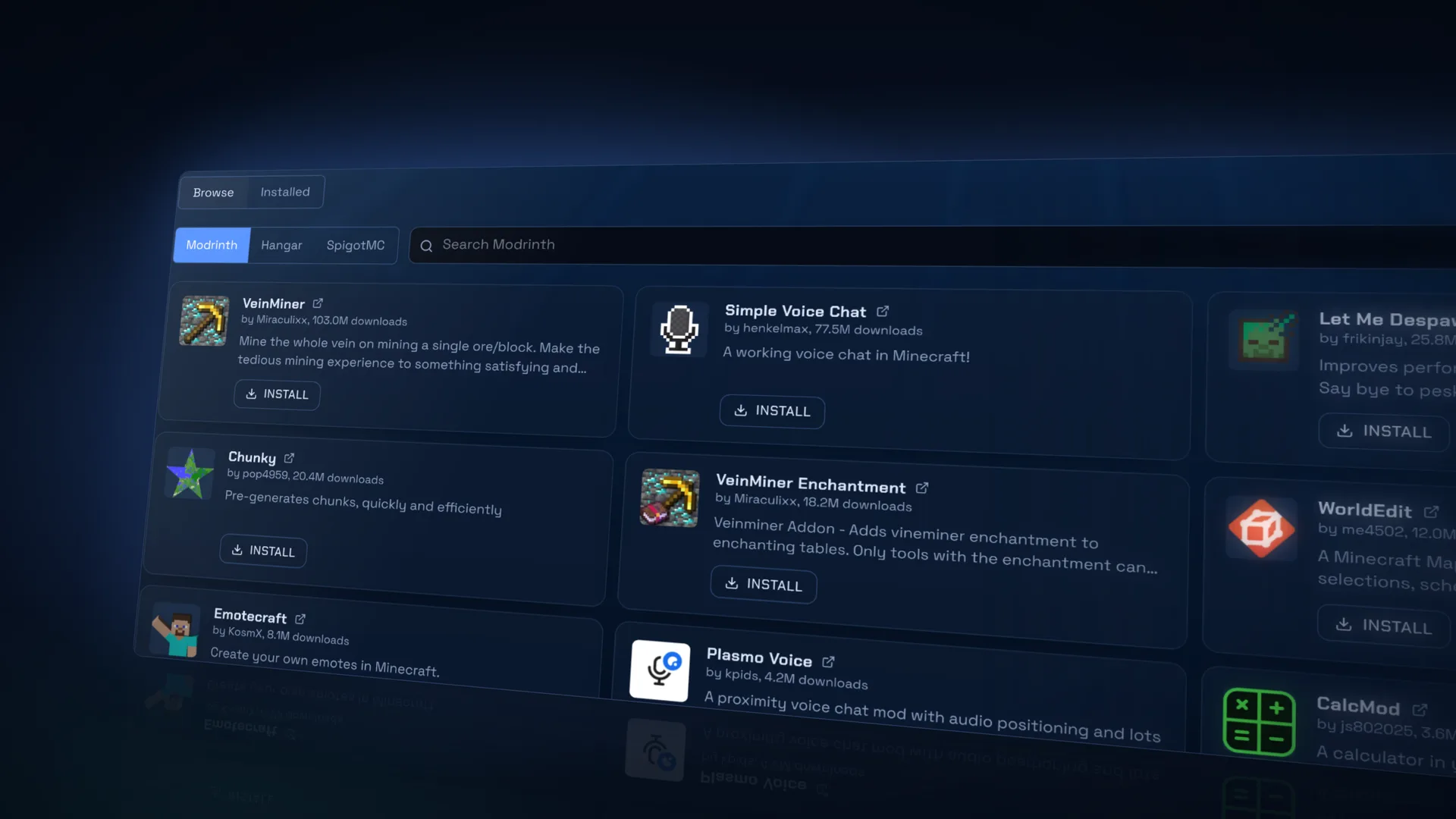The scoopeRDive plugin browser with one-click install buttons.